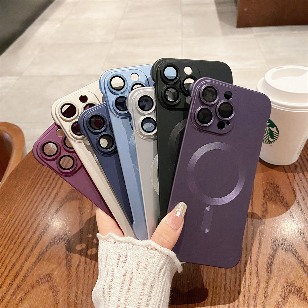 Ultra-Thin MagSafe PC Case – Frameless Shockproof Hard Cover with Lens Protector for iPhone Models, Sleek and Durable Design