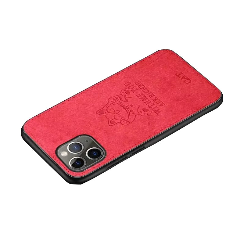 Premium Fashion Cloth iPhone Case – Built-in Magnetic Iron, Deer & Cat Design Durable Protective Shell | Case for iPhone