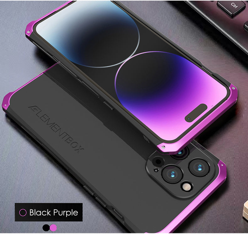 Luxury Aluminum Metal iPhone Case Shockproof Silica Gel Back Cover Anti-Collision Strip Durable Protection for iPhone Models