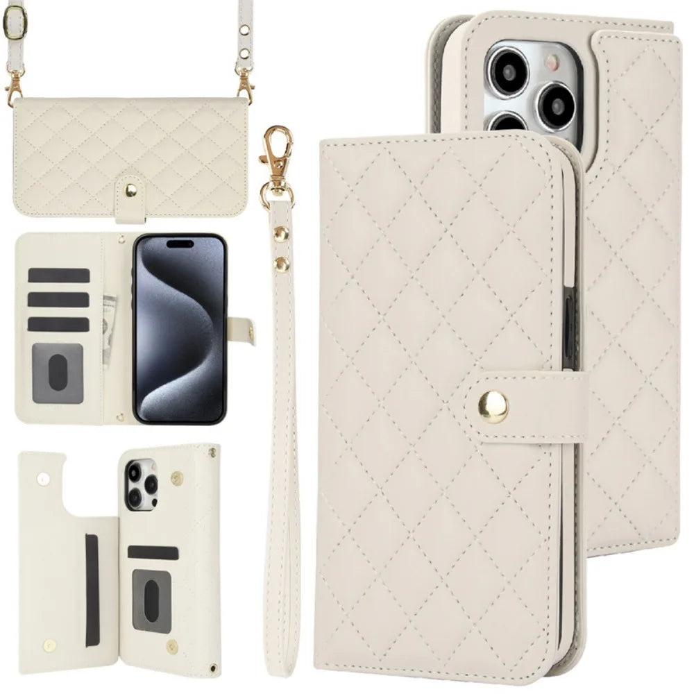 RFID Blocking Wallet Crossbody Flip iPhone Case – Card Slot Holder, PU Leather, Secure Protection for iPhone Models