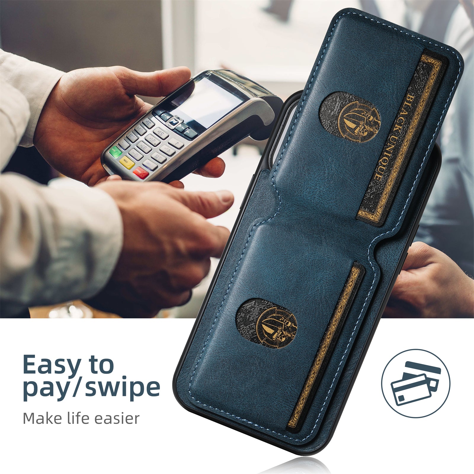 SUTENI Card Holder Leather Wallet iPhone Case – Magnetic Closure, Pocket Cover, Shockproof Protection for iPhone Models