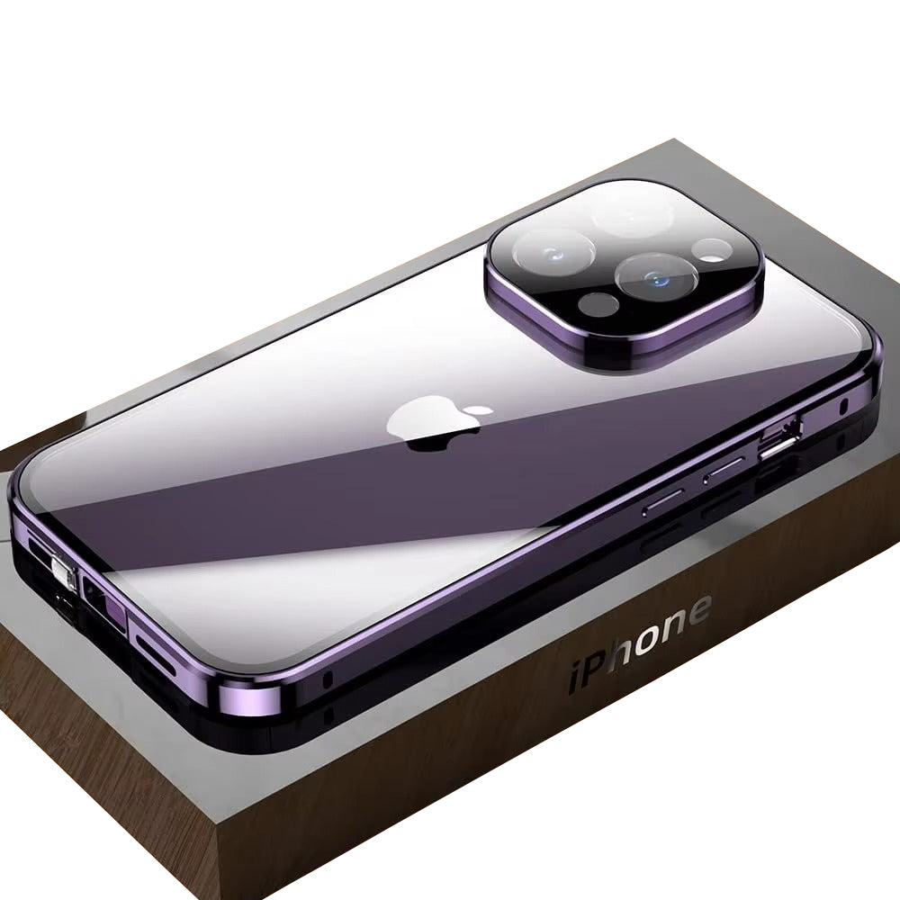 Premium Apple iPhone Case, MagSafe Compatible, Camera Lens & Screen Protection, Ultra Thin, Shockproof, Magnetic Full All Around Cover – Double Glass Anti-Peep Privacy Case with Magnetic Adsorption & Lens Protection