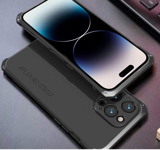 Luxury Aluminum Metal iPhone Case Shockproof Silica Gel Back Cover Anti-Collision Strip Durable Protection for iPhone Models