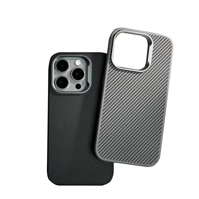 Luxury Apple iPhone Case, MagSafe Compatible, Camera Lens & Screen Protection, Ultra Thin, Shockproof, Magnetic Full All Around Cover – Carbon Fiber Texture Case with Soft Rubber Frame for Durable, Stylish Protection