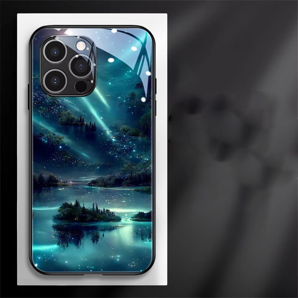 Premium Apple iPhone Case, MagSafe Compatible, Camera Lens and Screen Protection, Ultra Thin, Shockproof, Magnetic, Full All Around Protection, Galaxy LED Glass Cover