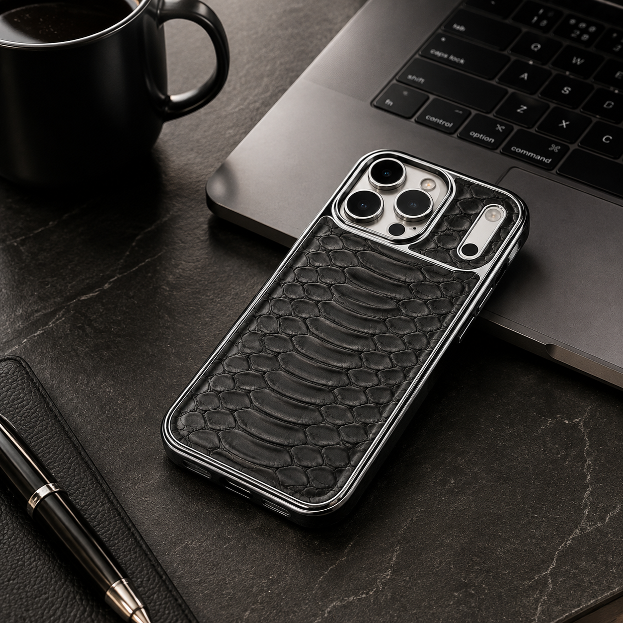 Premium iPhone Case Snake Pattern Leather Protective Cover Soft Flannel Lining Scratch Resistant Wireless Charging Slim Full Coverage