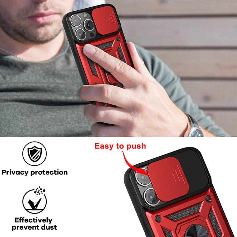 Shockproof Armor iPhone Case – Slide Camera Lens Protection, Rugged Full-Body Cover for iPhone Models