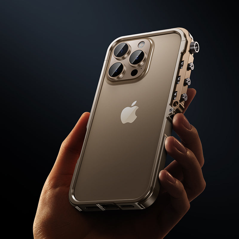 Luxury Aluminum Alloy Armor Frame iPhone Case – 360° Mechanical Metal Bumper for iPhone Models, Durable and Stylish Design