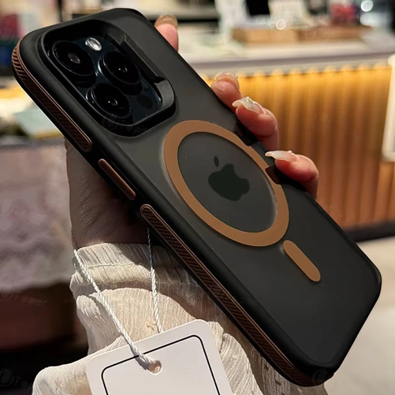 Premium Apple iPhone Case, MagSafe Compatible, Camera Lens & Screen Protection, Ultra Thin, Shockproof, Magnetic Full All Around Cover – Bicolor Matte Frosted Magnetic Case with Translucent Hard Bumper Design