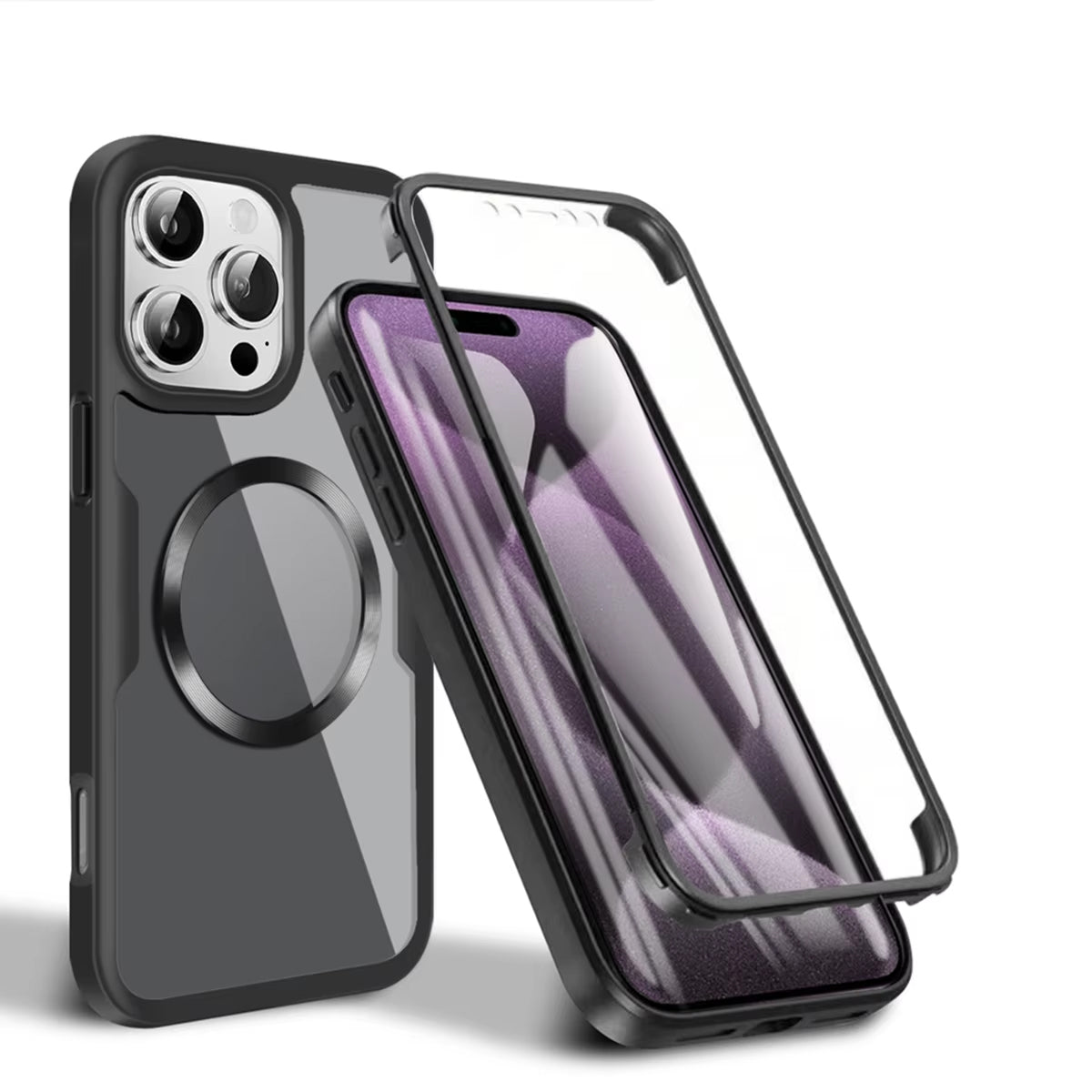 Luxury Apple iPhone Case MagSafe Compatible Ultra Thin Magnetic All Around Protection Cover with Double Touch Clear Design