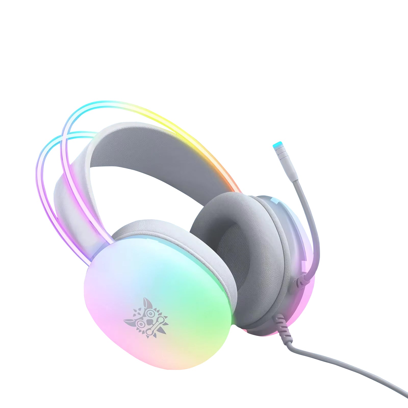 Premium, RGB Gaming Headset with Microphone Full RGB Lighting Comfortable Over-Ear Headphones for Apple Devices and PC Gamers