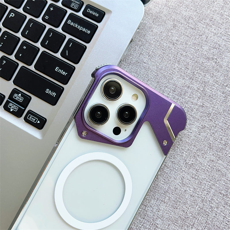 Aluminum Alloy Frameless - Metal Bumper, Transparent PC Back, Magnetic Wireless Charging Compatible | Case for iPhone