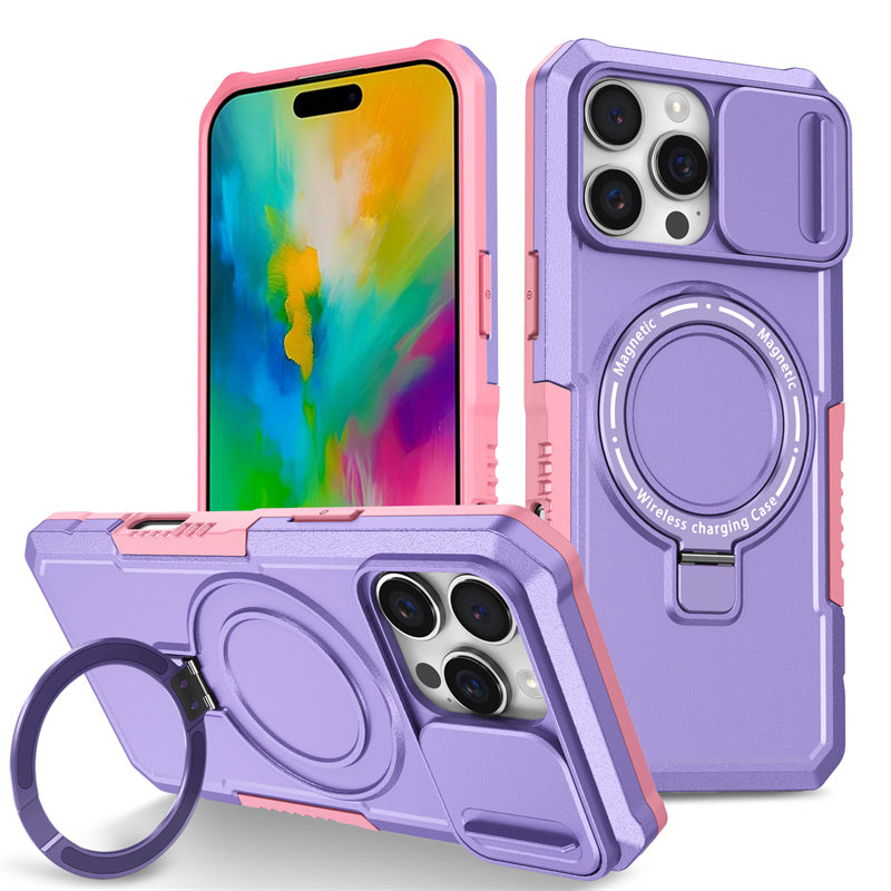 MagSafe Armor iPhone Case – Magnetic Holder, Wireless Charging, Slide Camera Protection, Full-Body Cover for iPhone Models