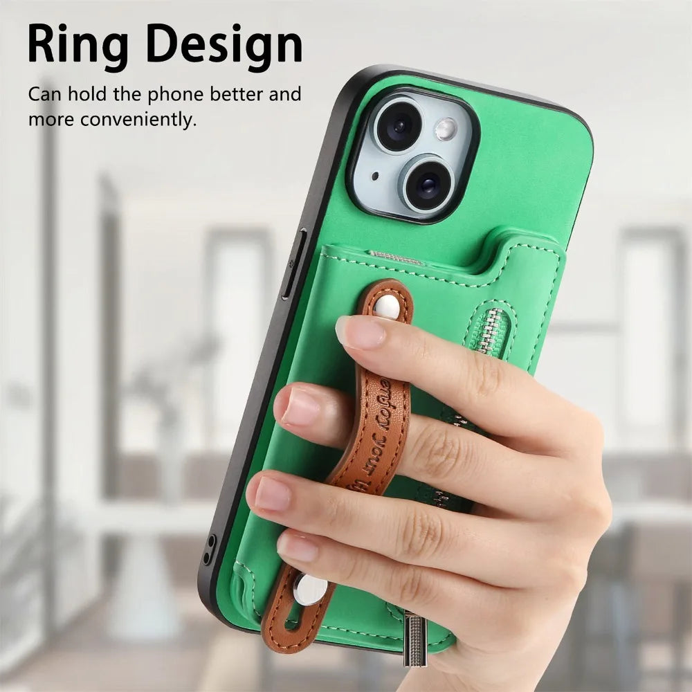 Luxury Detachable Zipper Wallet iPhone Case – Magnetic Flip Cover with Card Slots, and Protection for Ultimate Convenience