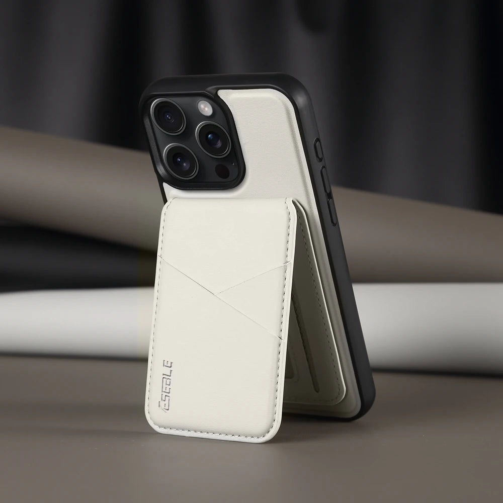 Luxury Magnetic Leather Wallet iPhone Case – 2-in-1 MagSafe Card Holder, Kickstand, Shockproof Protection, Premium Design, Wireless Charging Compatible for iPhone Models