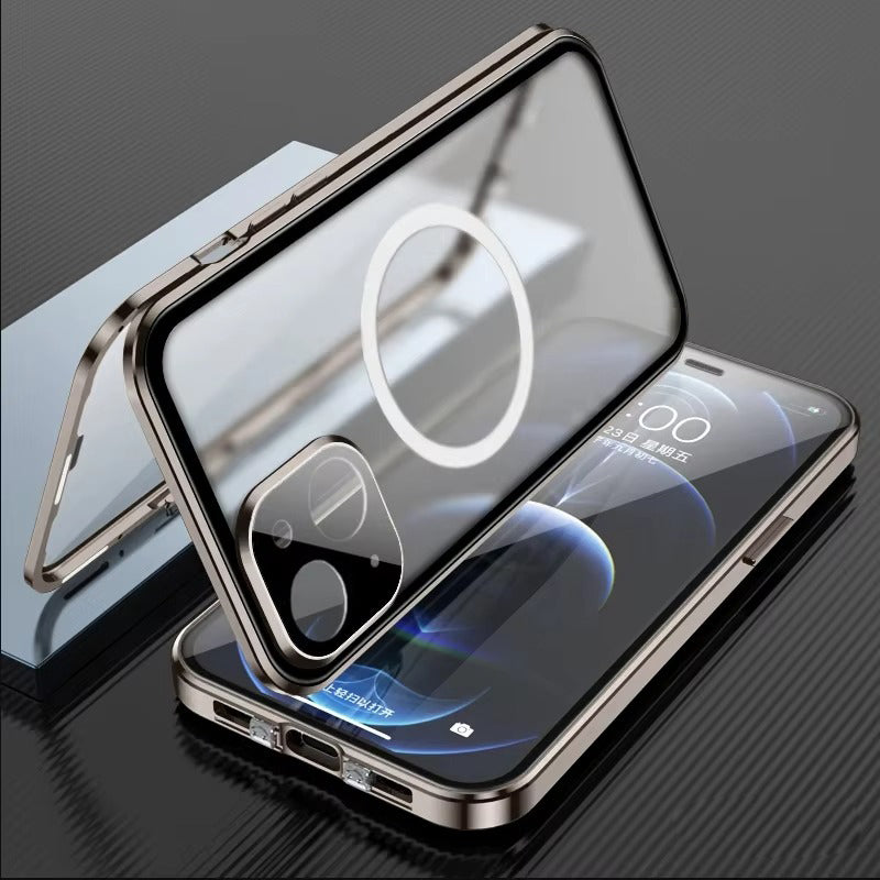 Robust Apple iPhone Case, Ultra Thin Shockproof Magnetic Full All Around Protection Cover with 360 Glass Aluminium Shield