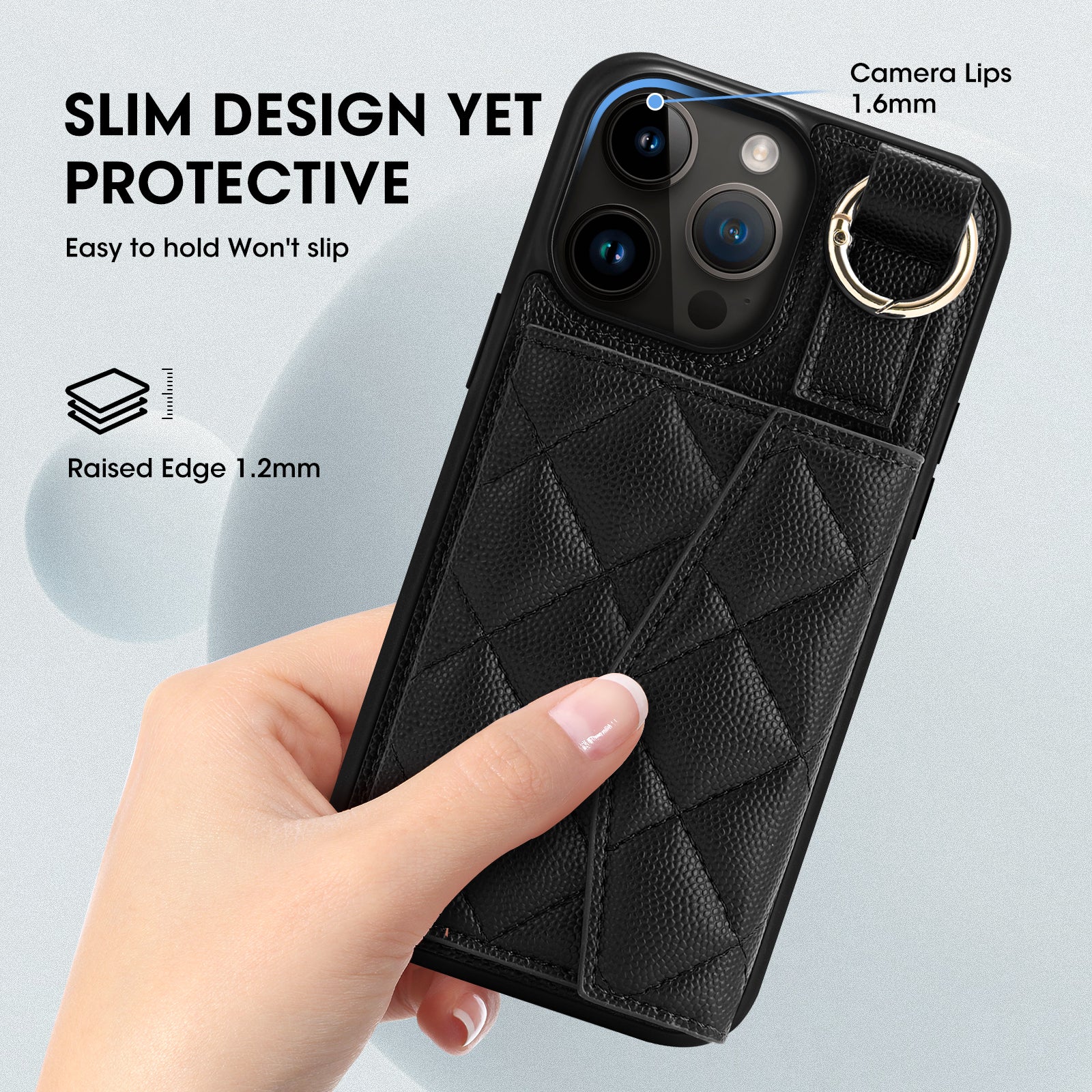 Luxury Crossbody Wallet iPhone Case – Cute Flip Leather Cover, Card Holder, Necklace Strap, Kickstand, Protection for iPhone