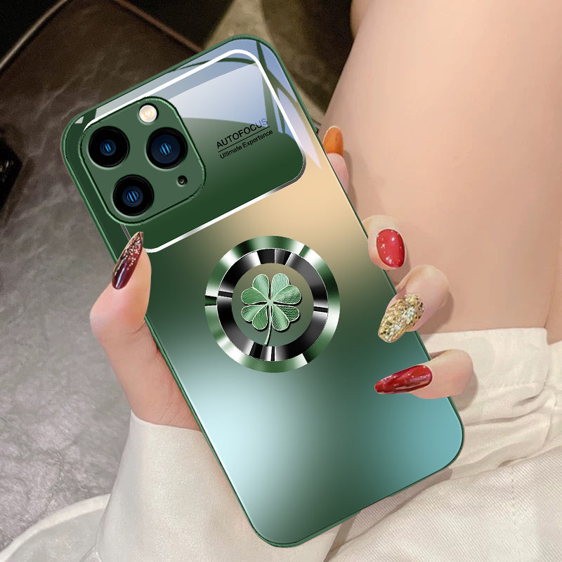 Premium Gradient Flowers Tempered Glass Phone Case – Stylish Protection for iPhone Models, Elegant Design Durable Sleek Cover