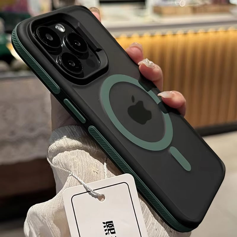 Premium Apple iPhone Case, MagSafe Compatible, Camera Lens & Screen Protection, Ultra Thin, Shockproof, Magnetic Full All Around Cover – Bicolor Matte Frosted Magnetic Case with Translucent Hard Bumper Design