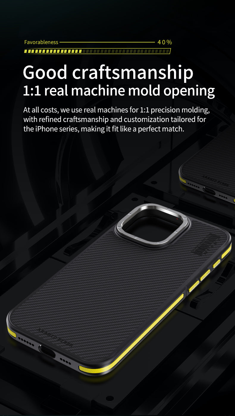 Premium 100% Aramid Fiber Kevlar iPhone Case – 600D Lightweight Compatible Ultra-Thin Protective Cover for iPhone Models