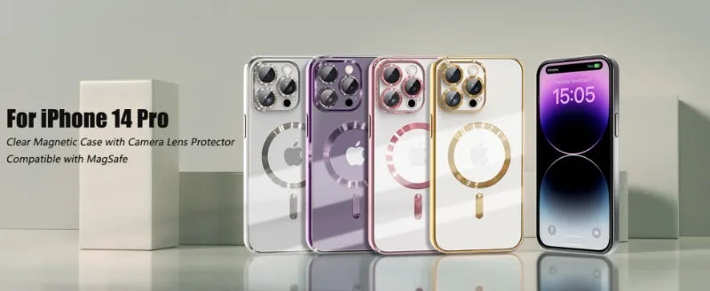 Luxury Magnetic Magsafe Phone Case – Wireless Charging, Transparent Electroplated Shockproof Cover,