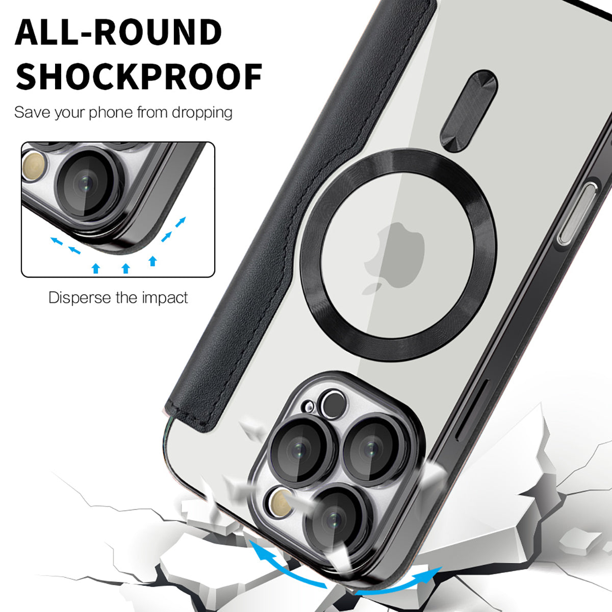 Luxury MagSafe Wallet iPhone Case – Grid Leather Flip Cover, Magnetic Card Holder, Shockproof Protection, Wireless Charging Compatible, Premium Design for iPhone Models