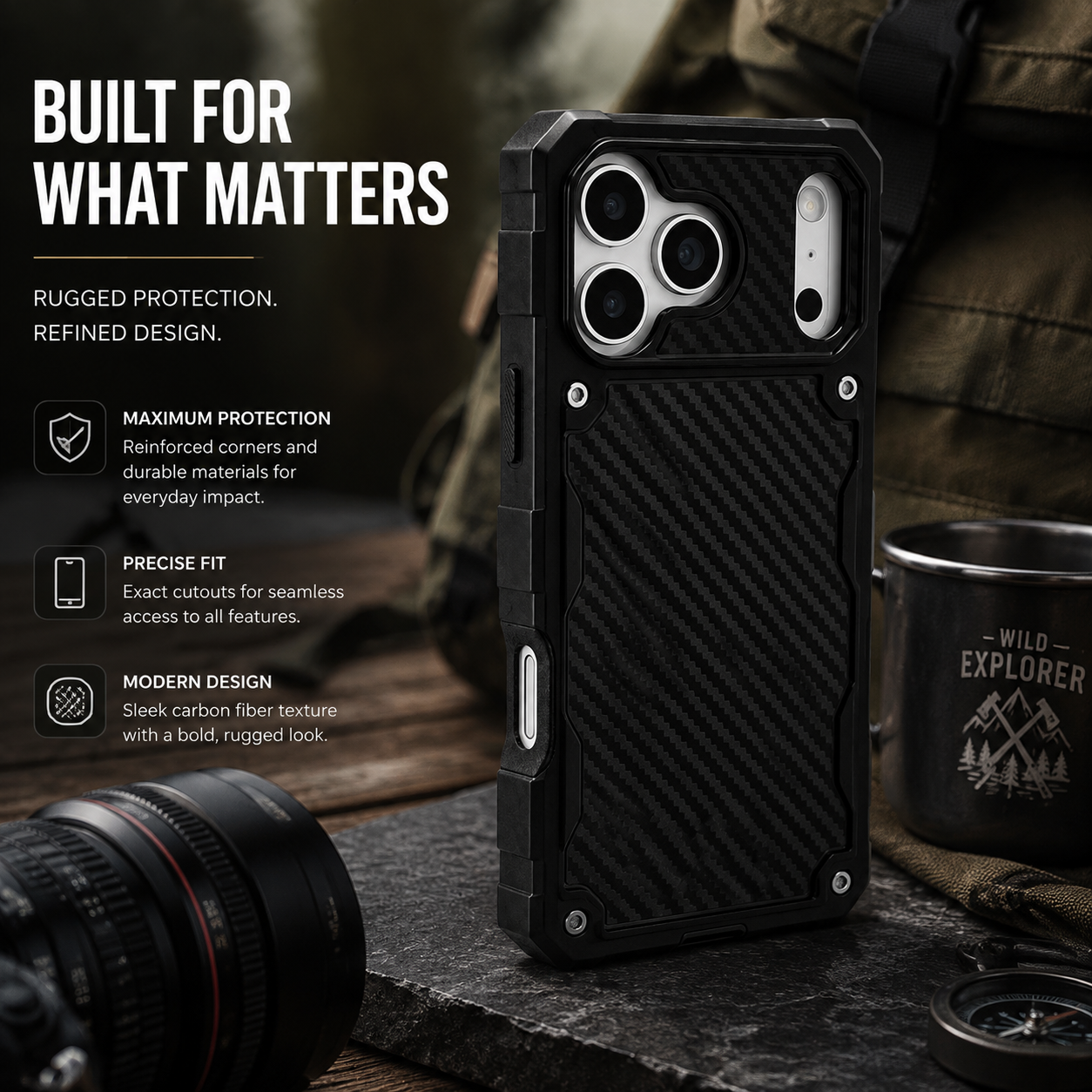 Premium iPhone Case Heavy Duty MagSafe Compatible Protective Cover Shockproof Military Grade Drop Protection Scratch Resistant Full Coverage