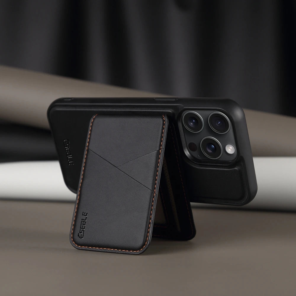 Luxury Magnetic Leather Wallet iPhone Case – 2-in-1 MagSafe Card Holder, Kickstand, Shockproof Protection, Premium Design, Wireless Charging Compatible for iPhone Models