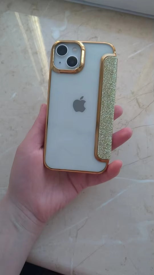 Luxury Apple iPhone Case, MagSafe Compatible, Camera Lens and Screen Protection, Ultra Thin, Shockproof, Magnetic, Full All Around Protection, Glitter Flip Wallet Cover