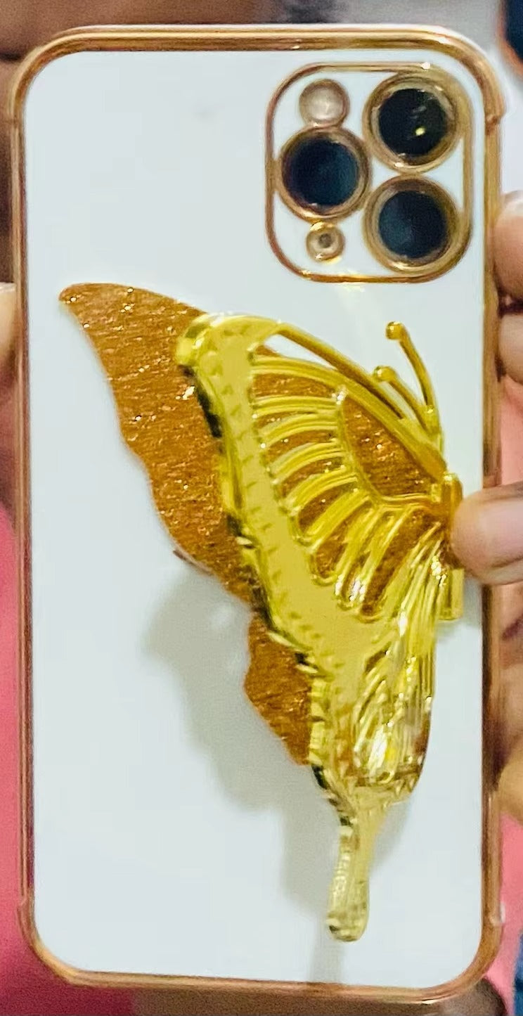 Luxury Apple iPhone Case, MagSafe Compatible, Camera Lens and Screen Protection, Ultra Thin, Shockproof, Magnetic, Full All Around Protection, Butterfly Stand Cover