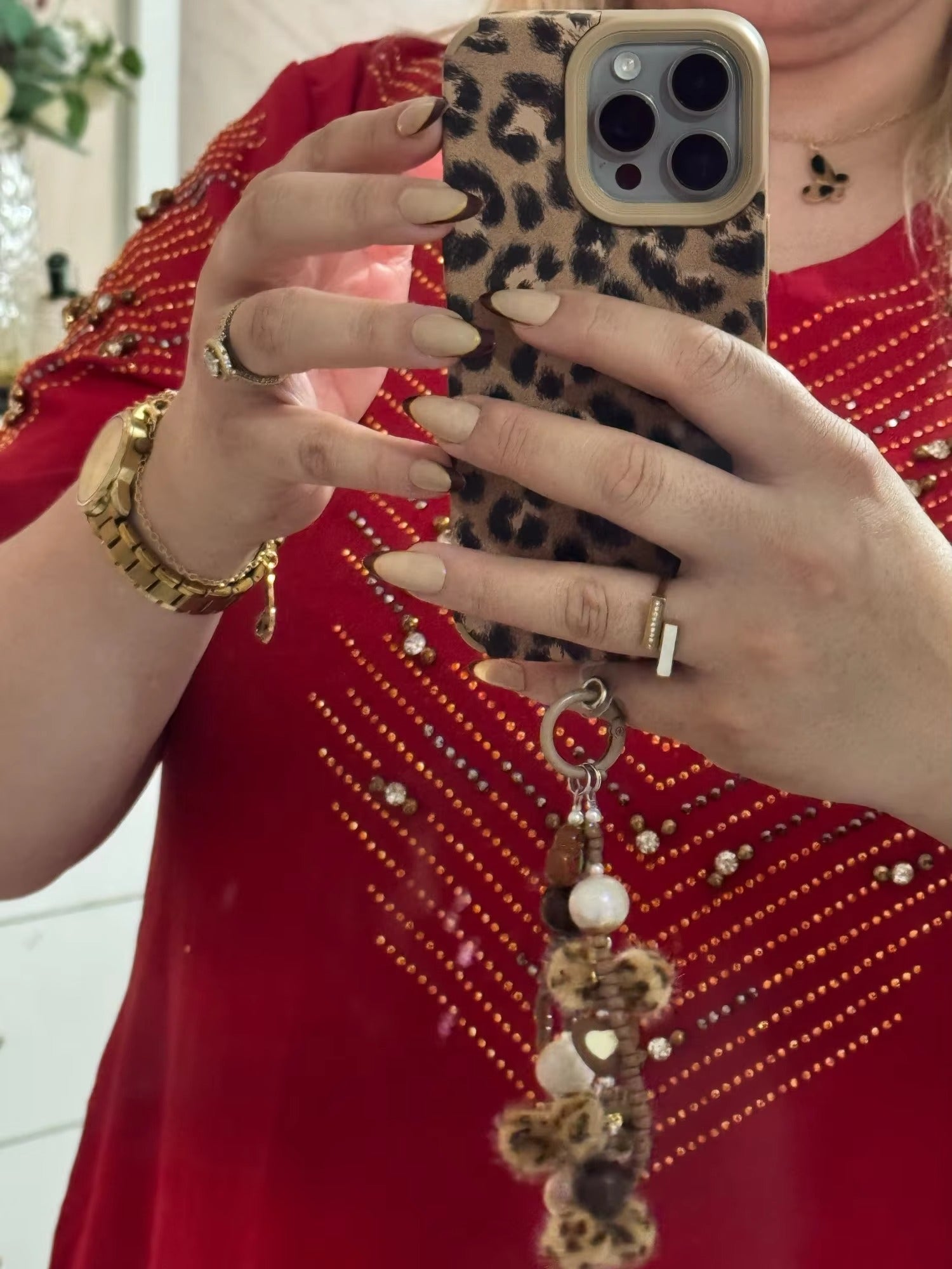 Luxury Apple iPhone Case, MagSafe Compatible, Camera Lens & Screen Protection, Ultra Thin, Shockproof, Magnetic Full All Around Cover – Leopard Print Cortex Case with Lanyard Bracelet & Soft Back Cover