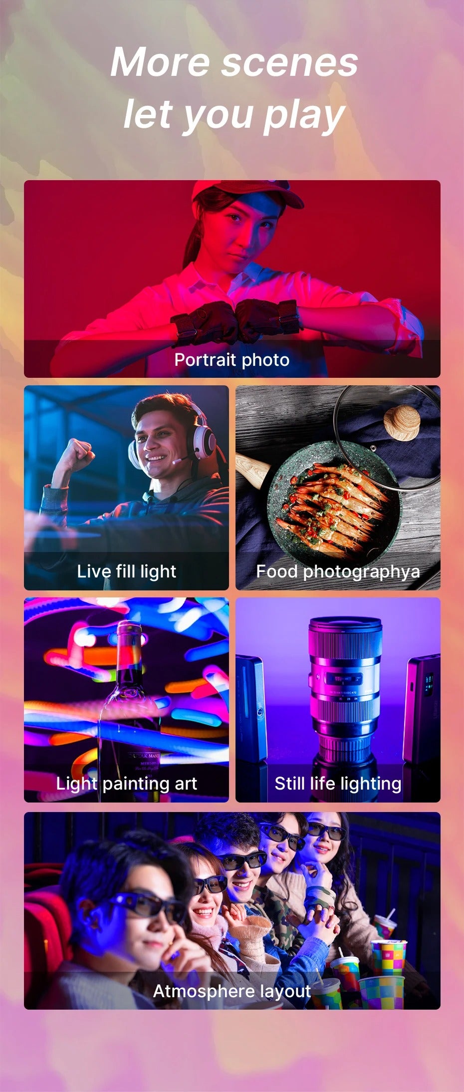 High Quality RGB LED Video Light Panel for Camera & Phone – 2500-9000K Bi-Color, CRI 95+, Diffuser, 3100mAh Battery, 360° Mount, 120 Lamp Beads