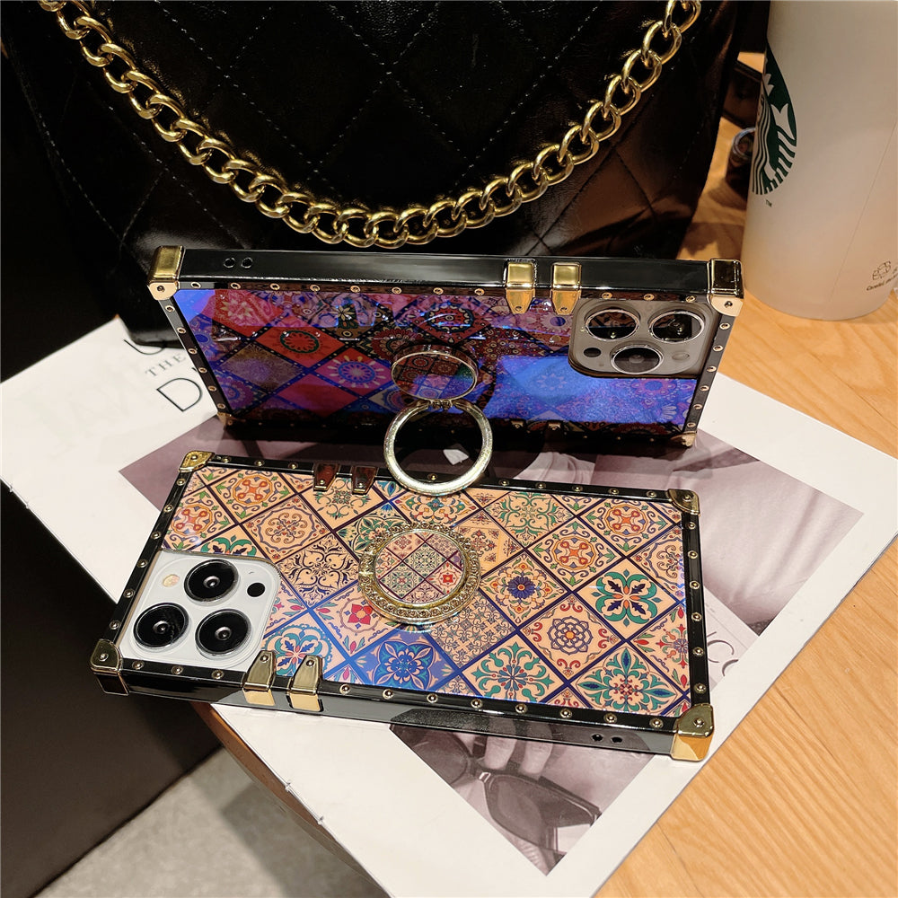 Luxury Glitter Retro Flower Phone Case – Bling & Stylish Protection for iPhone Models Durable, Fashionable for Women