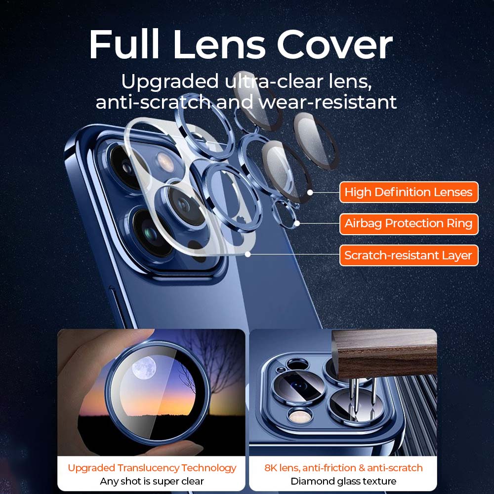 High-Quality Plating Transparent iPhone Case - Soft Silicone Shockproof Cover with Lens Protector Case for iPhone