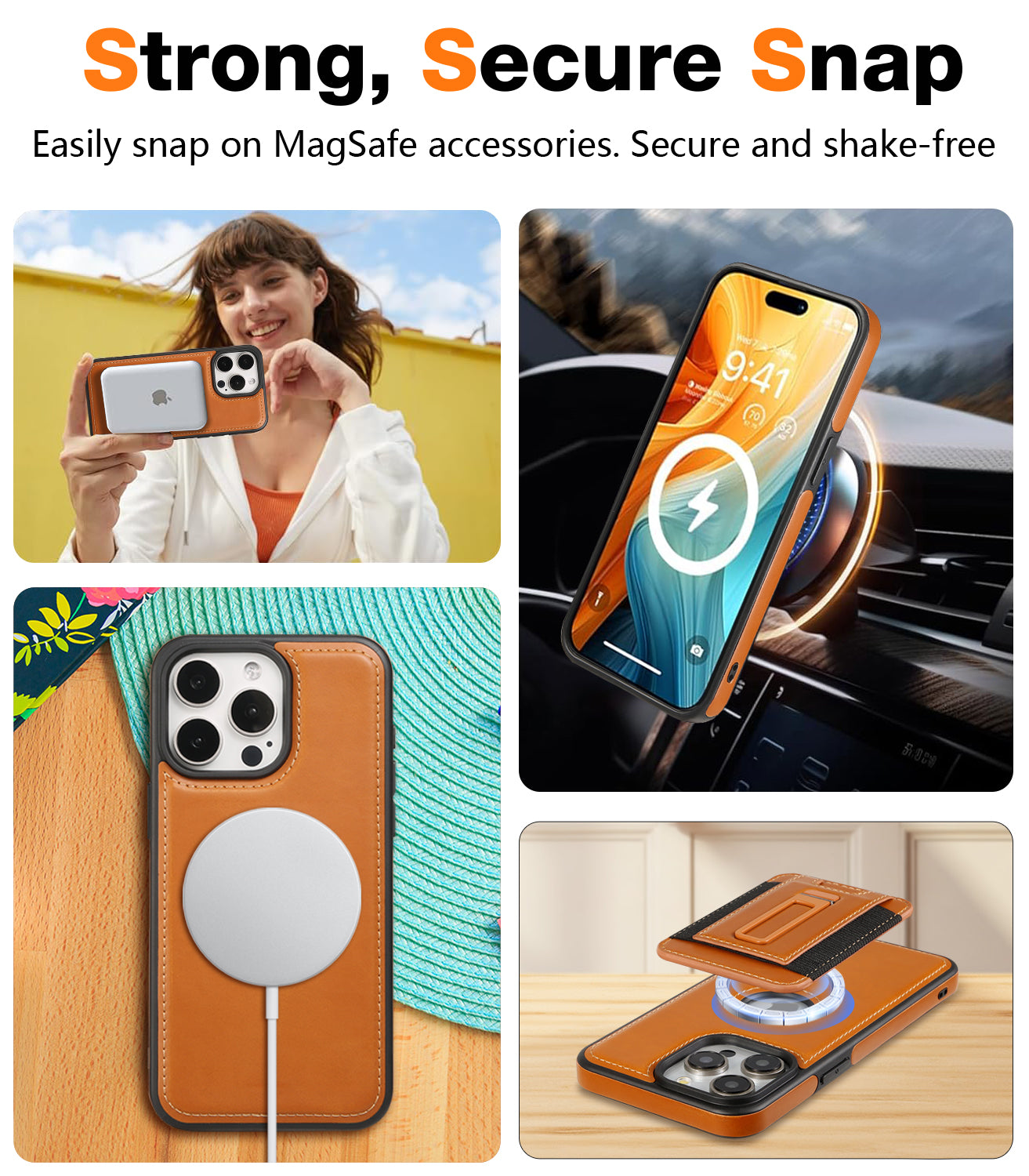 Luxury Detachable Wallet Leather iPhone Case – Magnetic Card Slot, Shockproof Protection, Hollow Logo Back Cover, Premium Design for iPhone Models