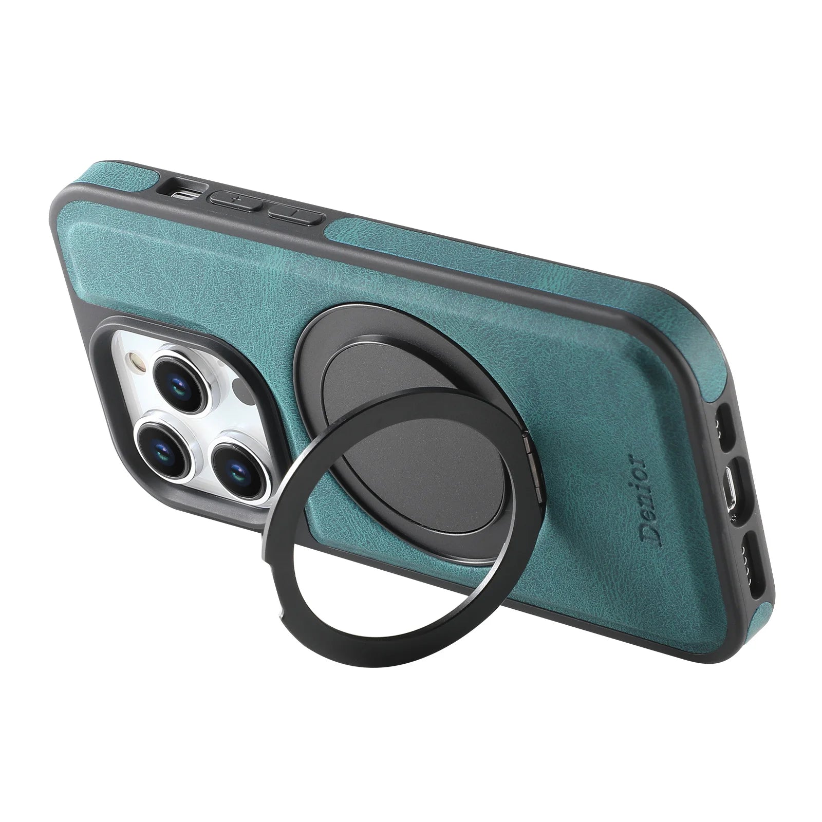 Luxury Magnetic Card Holder iPhone Case – 360° Rotating Stand, Multifunctional Leather Wallet, Shockproof Protection, MagSafe Compatible Cover for iPhone Models