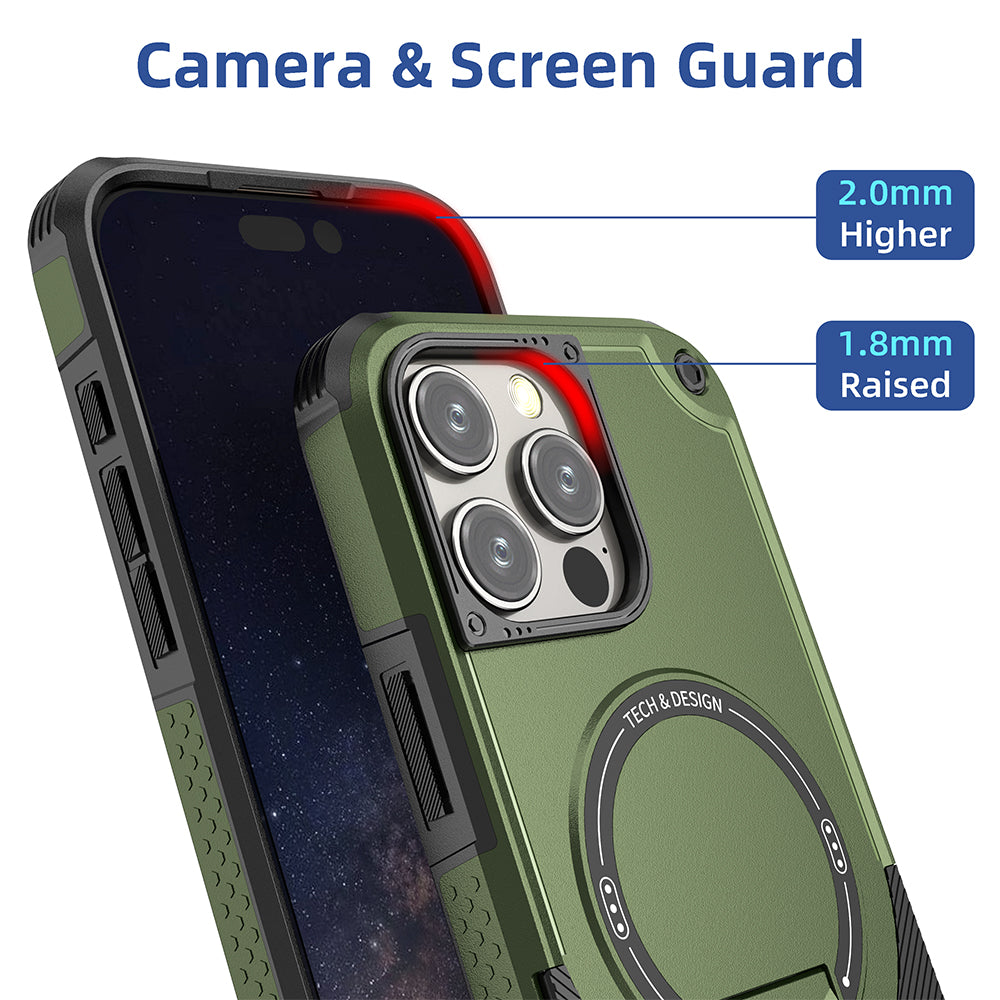 Deluxe Armor Stealth Bracket iPhone Case – Magnetic Super Fall Proof, Hard Shell with Lanyard, Protection for iPhone Models