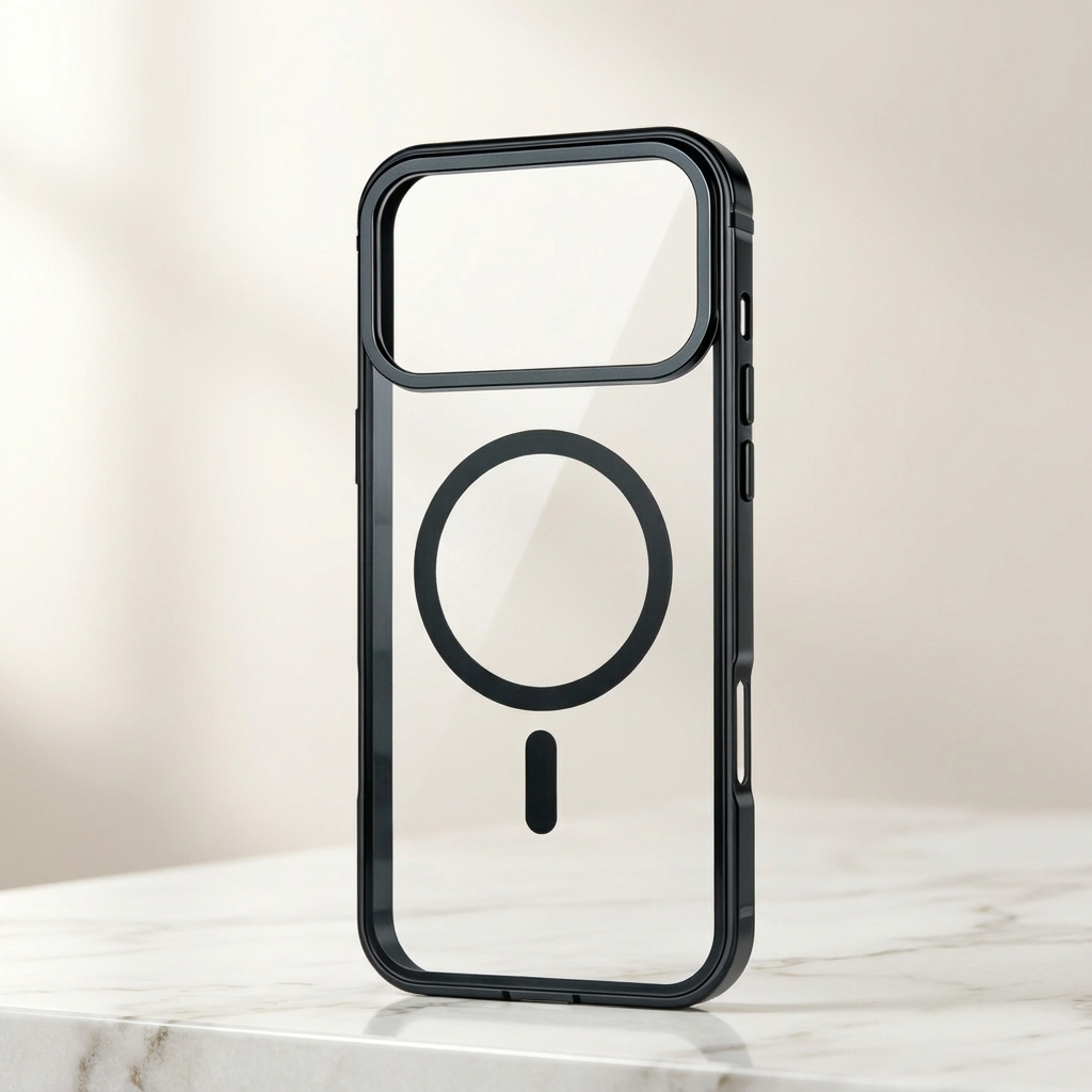 Clear Back Slim Phone Case with Metal-Style Frame Compatible with iPhone 17 Pro Max