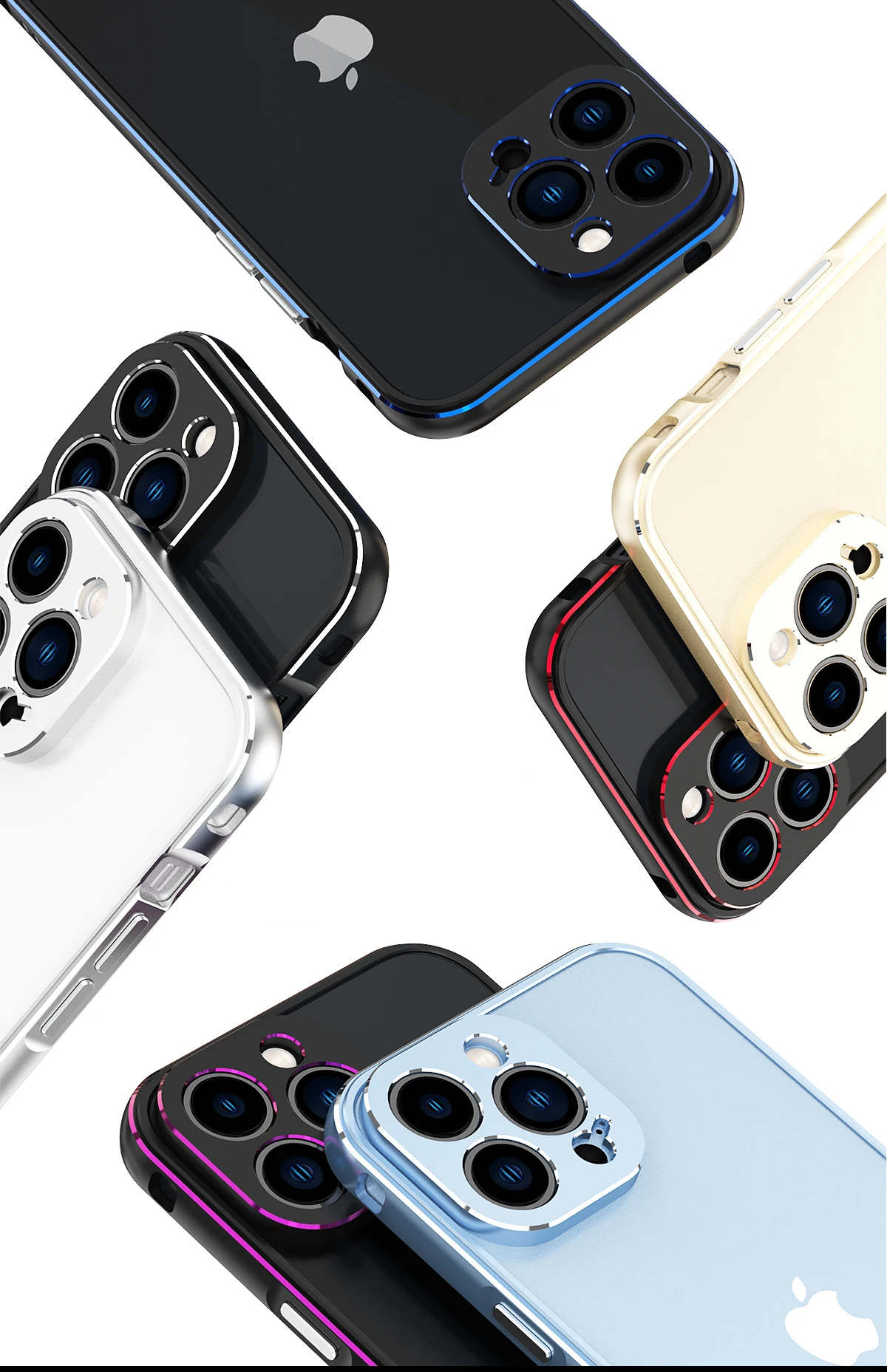 Aluminum Bumper & Metal Lens Frame Case Shockproof Cover for iPhone Models, Durable and Stylish Protection with Sleek Design