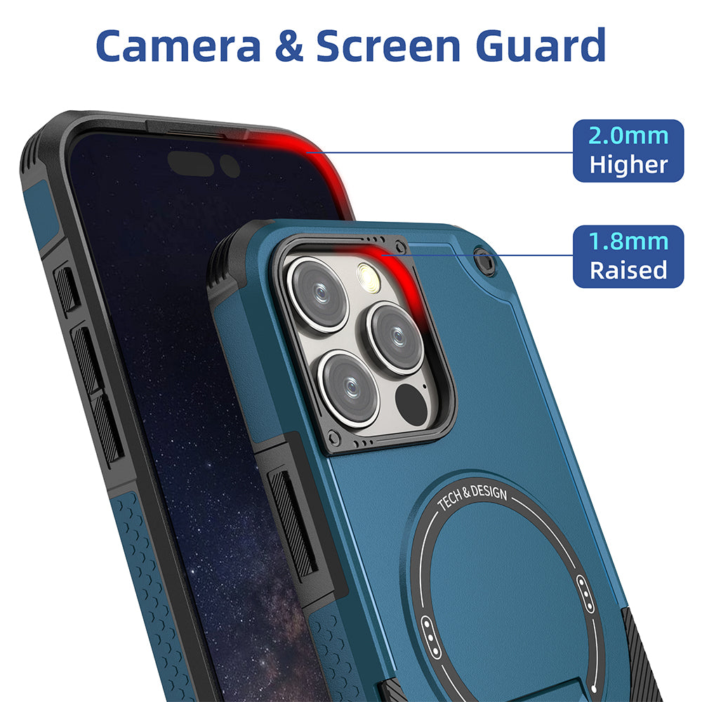 Deluxe Armor Stealth Bracket iPhone Case – Magnetic Super Fall Proof, Hard Shell with Lanyard, Protection for iPhone Models