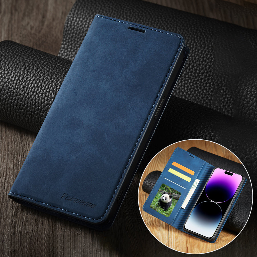 Thin Suede Leather Wallet iPhone Case – Flip Cover with Strong Magnet, Card Holder, and Premium Protection for iPhone Models