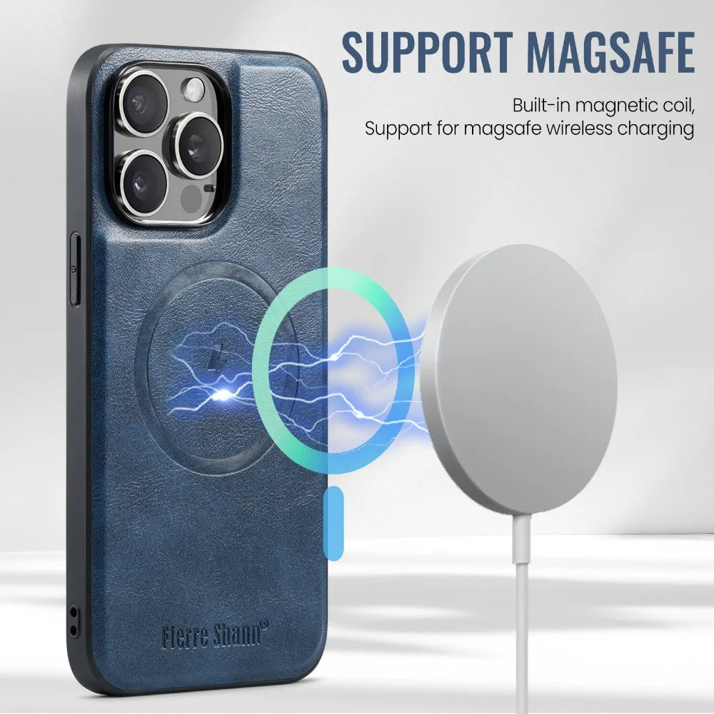 Luxury 2-in-1 Detachable Wallet iPhone Case – Magnetic Card Holder, MagSafe Compatible, Shockproof Protection, Premium Leather Cover for iPhone Models