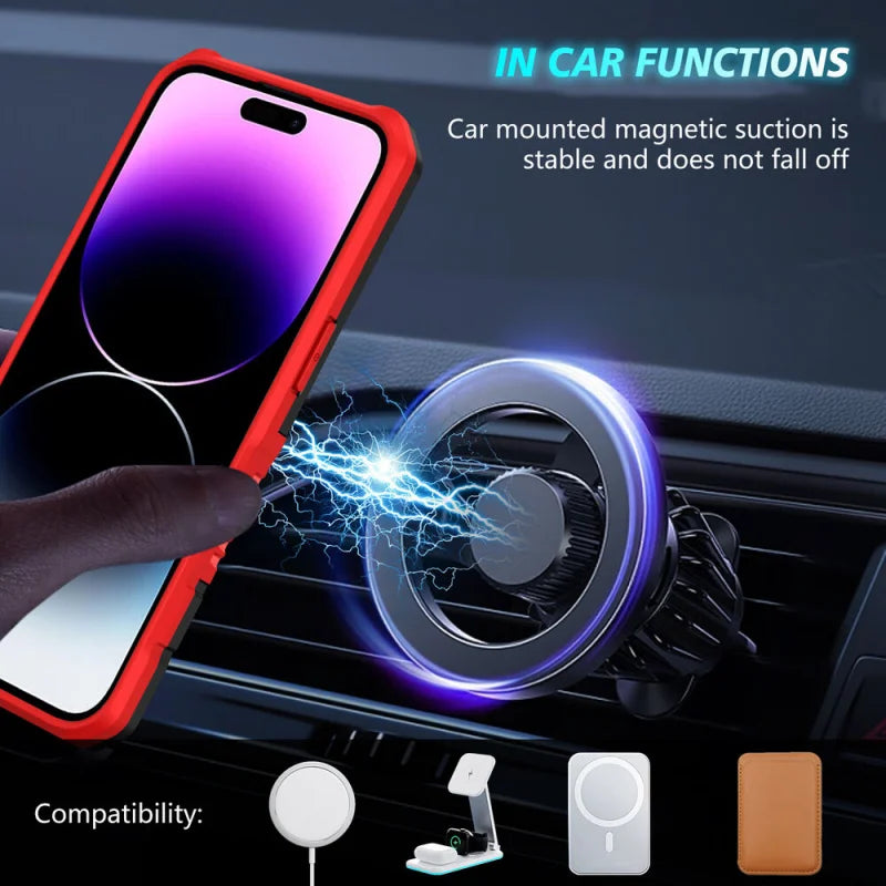 MagSafe Armor iPhone Case – Magnetic Holder, Wireless Charging, Slide Camera Protection, Full-Body Cover for iPhone Models