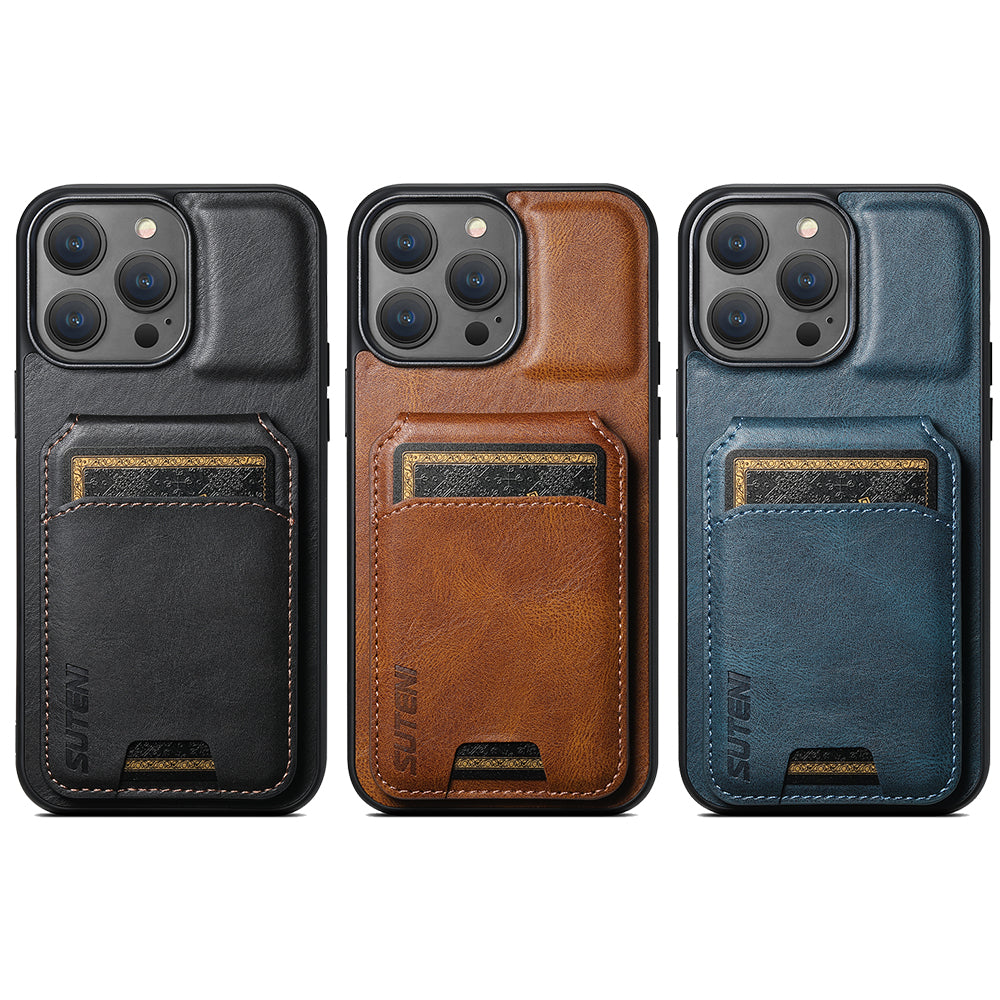 SUTENI Card Holder Leather Wallet iPhone Case – Magnetic Closure, Pocket Cover, Shockproof Protection for iPhone Models