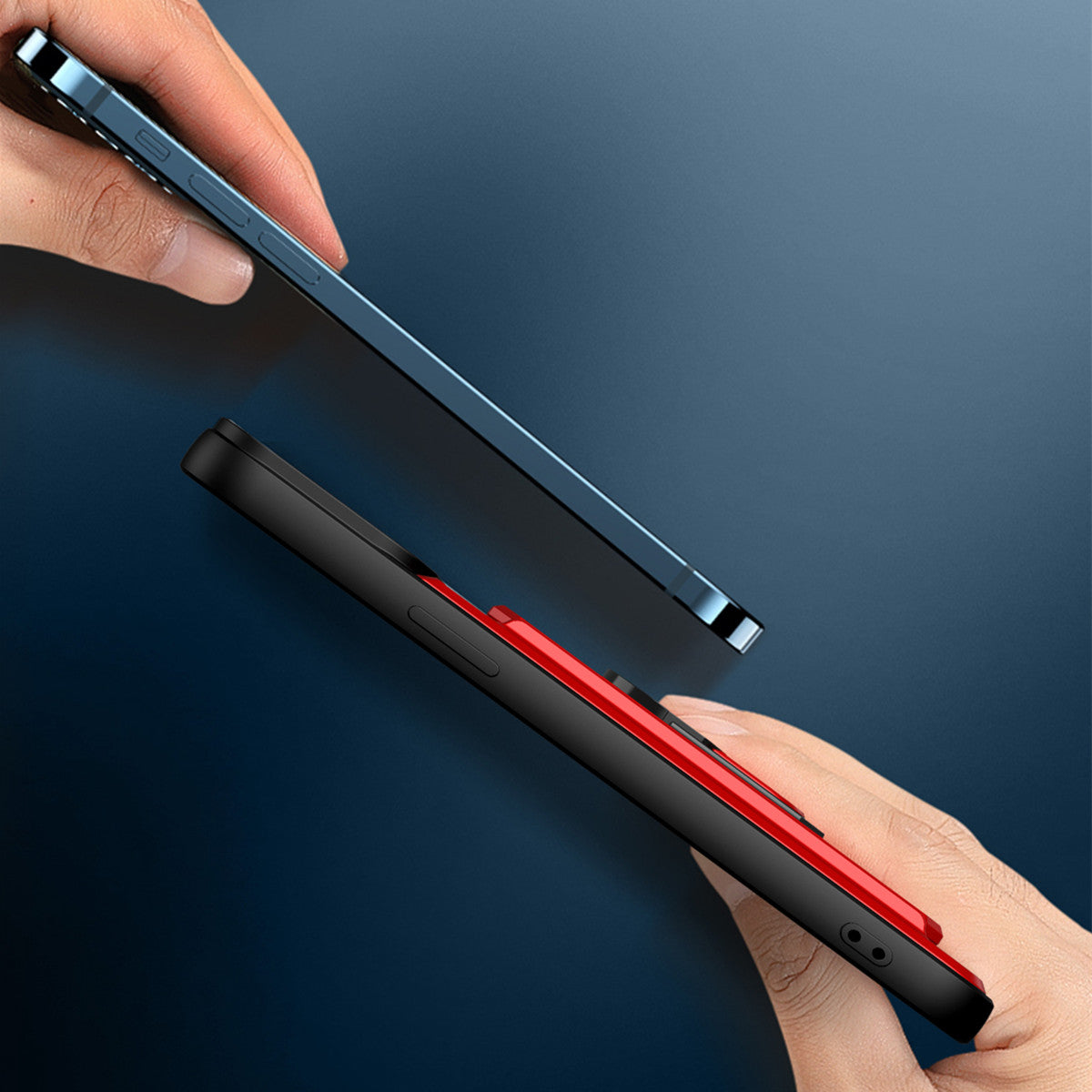 Hidden Slide Card Slot iPhone Case – Lens Protection, Magnetic Ring Stand, Shockproof Cover for iPhone Models