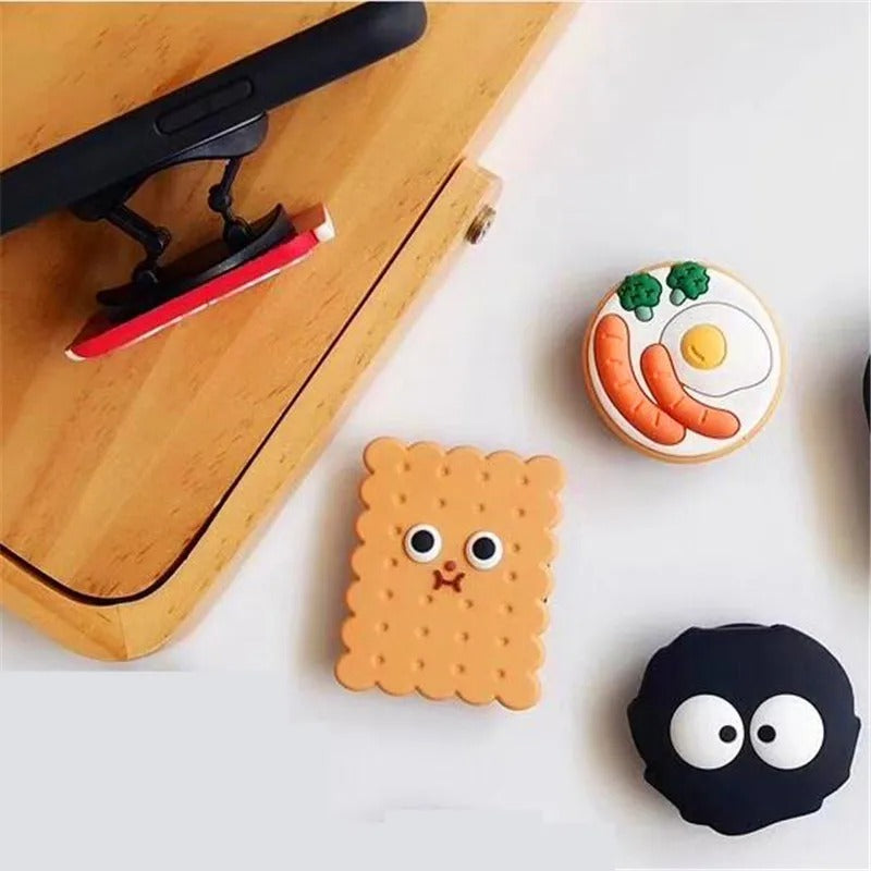 Cute Cartoon Mouse Phone Ring Holder – Rotatable Silicone Finger Grip Stand for Smartphones, Foldable Socket Kickstand, Universal Lazy Bracket Mount