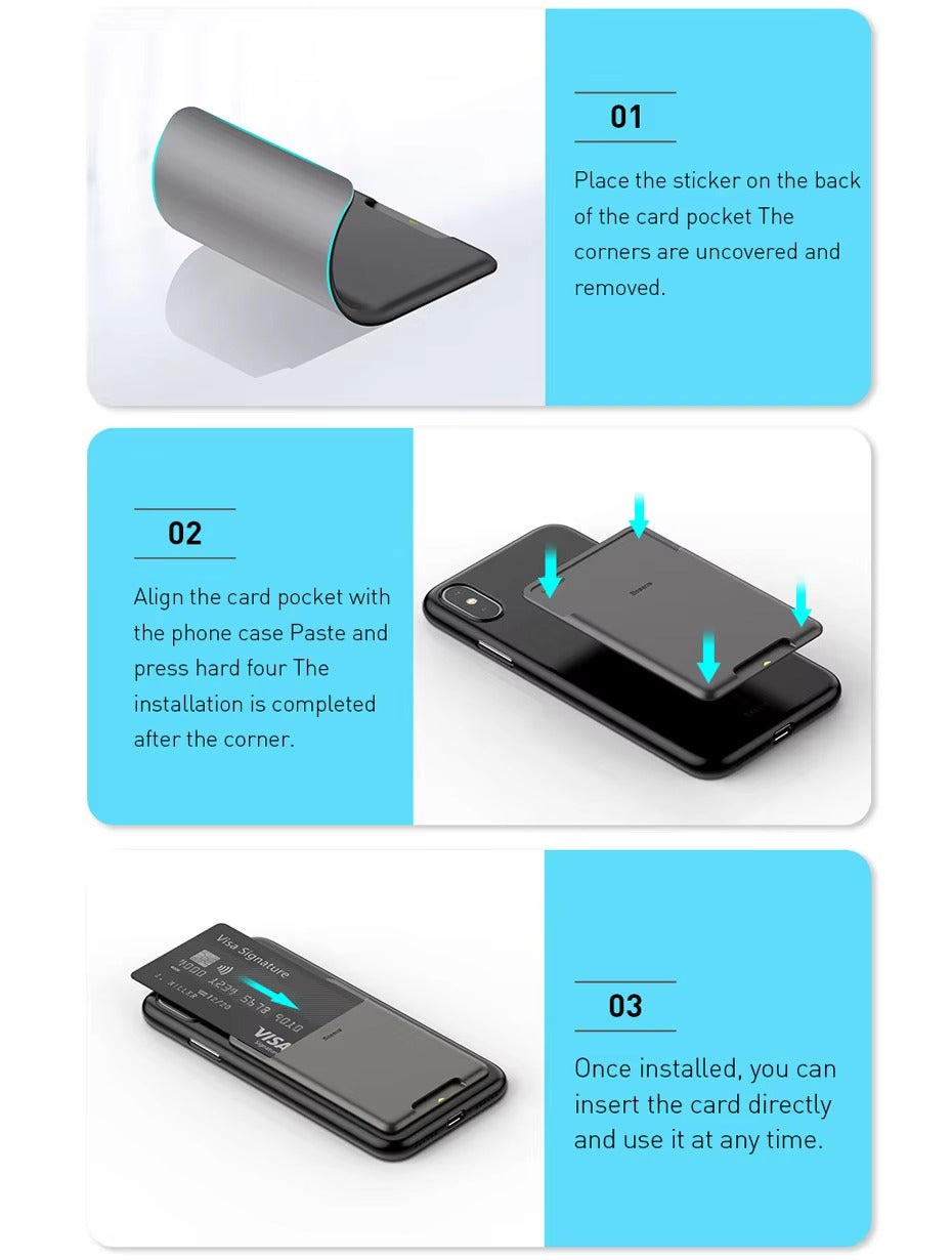 High Quality Silicone Phone Card Holder – Slim, Adhesive Back Cover with ID Slot, Wallet Sticker Case for Apple iPhone