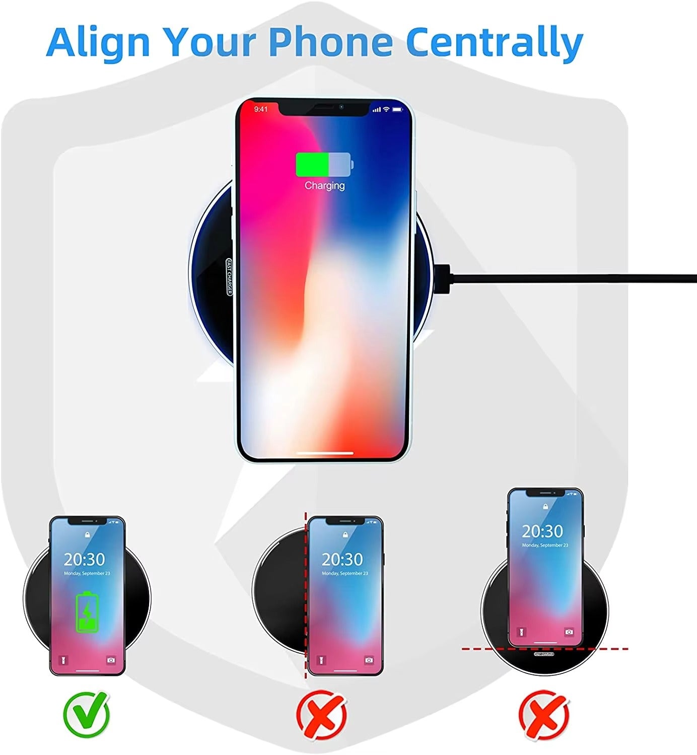 Premium, 30W Wireless Charging Pad – Fast Charger for iPhone, AirPods Pro, Qi-Enabled Devices, Quick Charge Station for Desk