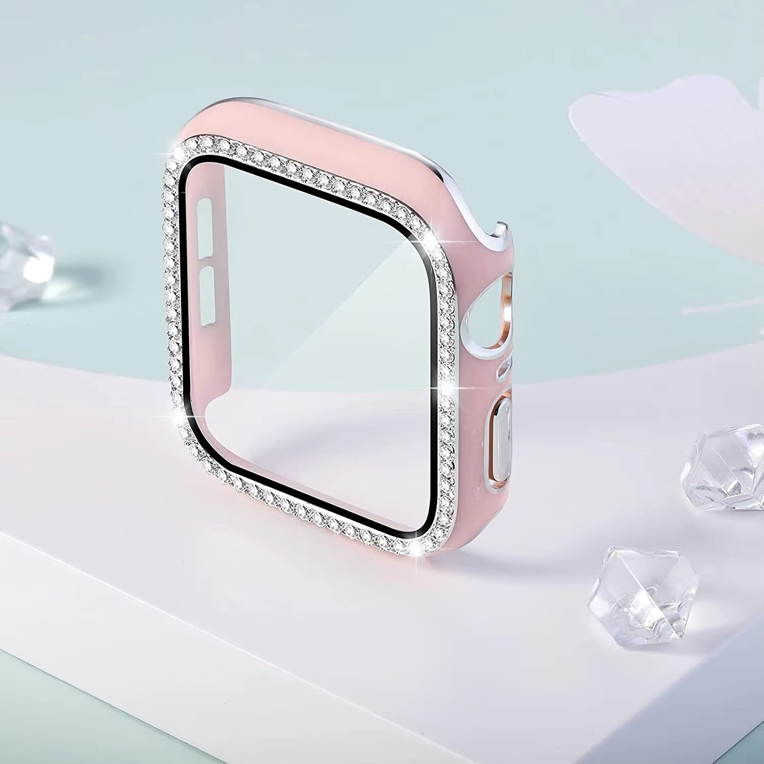 Luxury, Bling Diamond Case with Glass Screen Protector for Apple Watch – for 38mm, 40mm, 41mm, 42mm, 44mm, 45mm
