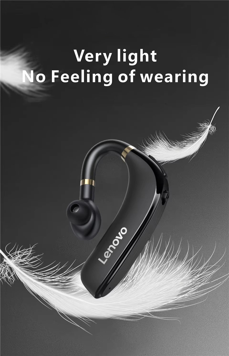 High Quality Wireless Bluetooth Headset with Mic – Over-Ear Hook Design, 40H Battery Life, Meetings, and iPhone Use